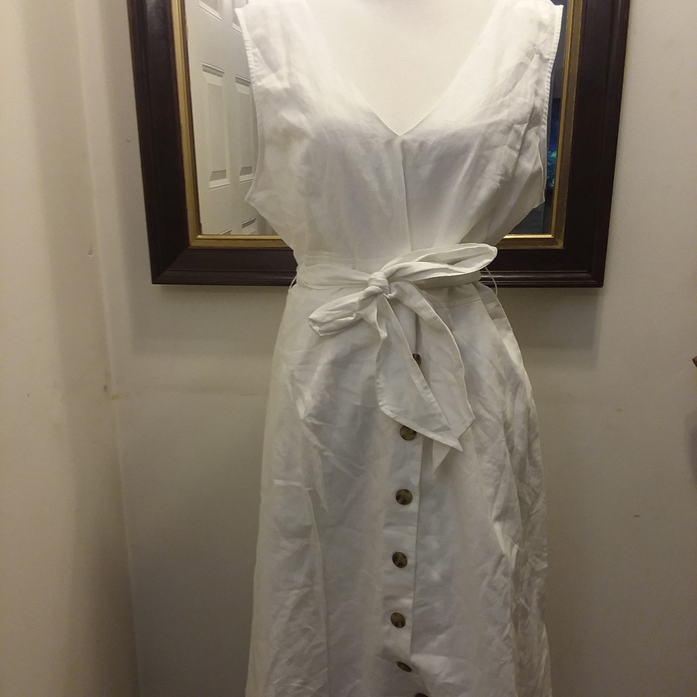 White dress with belt